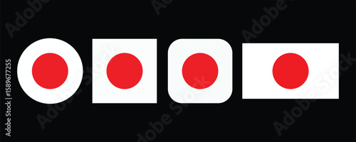 japan flag icon set vector on black background.