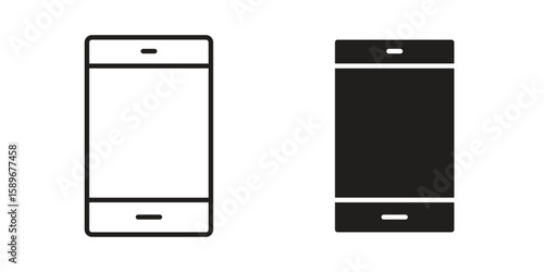 Cell phone icon vector illustration logo template in filled, outline