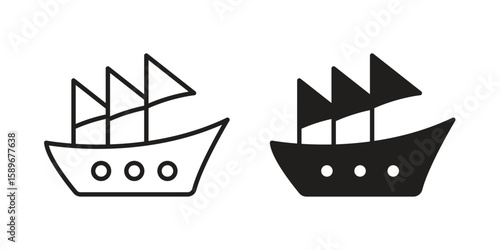Caravel icon vector illustration logo template in filled, outline