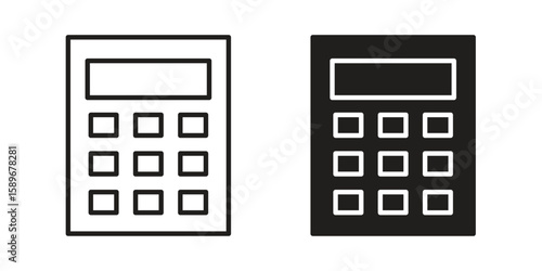 Calculator icon vector illustration logo template in filled, outline