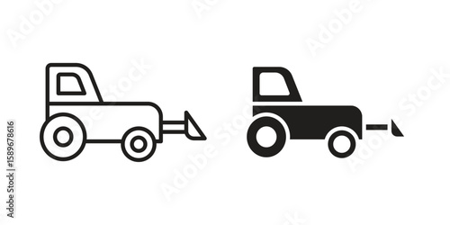 Bulldozer icon vector illustration logo template in filled, outline