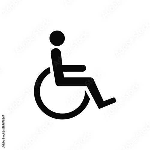 wheelchair icon vector silhouette on white background.