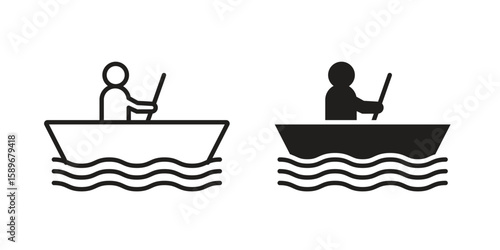Boat race icon vector illustration logo template in filled, outline