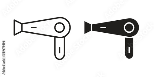Blow dryer icon vector illustration logo template in filled, outline