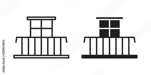 Balcony icon vector illustration logo template in filled, outline