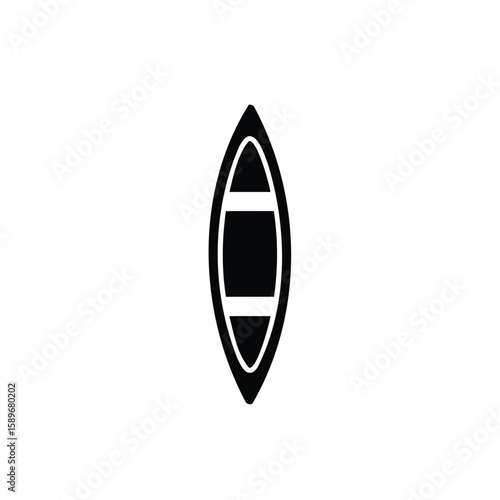 Simple Black and White Canoe Silhouette for Minimalist Design Projects and Nautical Themes