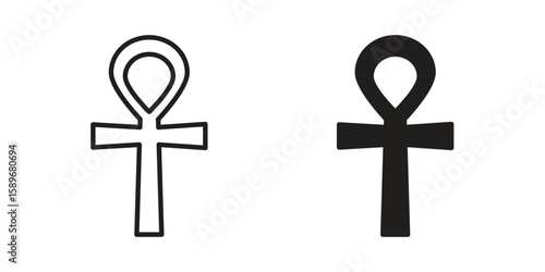 Ankh icon vector illustration logo template in filled, outline