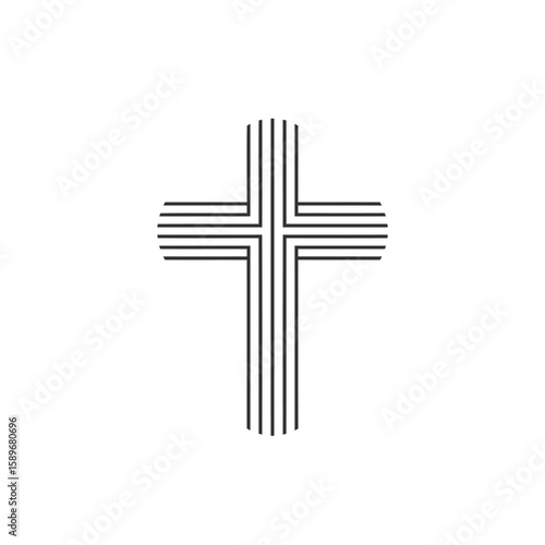Minimalist Cross Illustration with Parallel Lines, Representing Spirituality and Faith