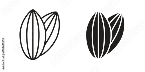 Almond icon vector illustration logo template in filled, outline