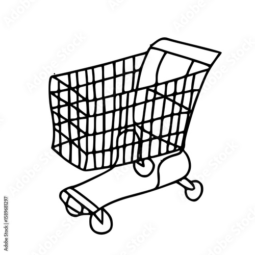 simple grocery cart line drawing
