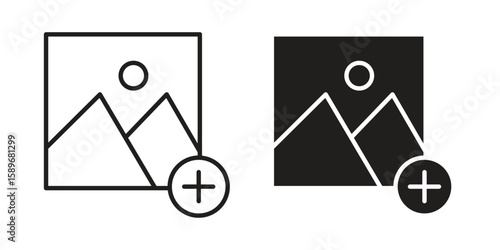Add photos icon vector illustration logo template in filled, outline