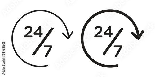 24 7 icon vector illustration logo template in filled, outline