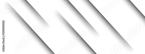 Abstract clean white background with diagonal cut-out lines and soft shadows. Minimalist, geometric  grayscale color palette, modern elegance. Layered paper, folded surfaces with presentation template