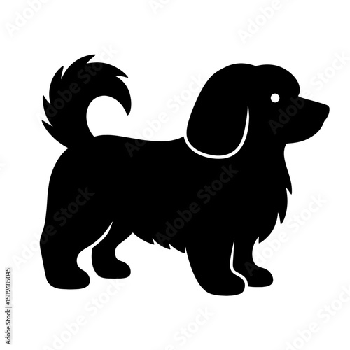 Design a black silhouette of a Coton de Tulear white background clean vector shape
