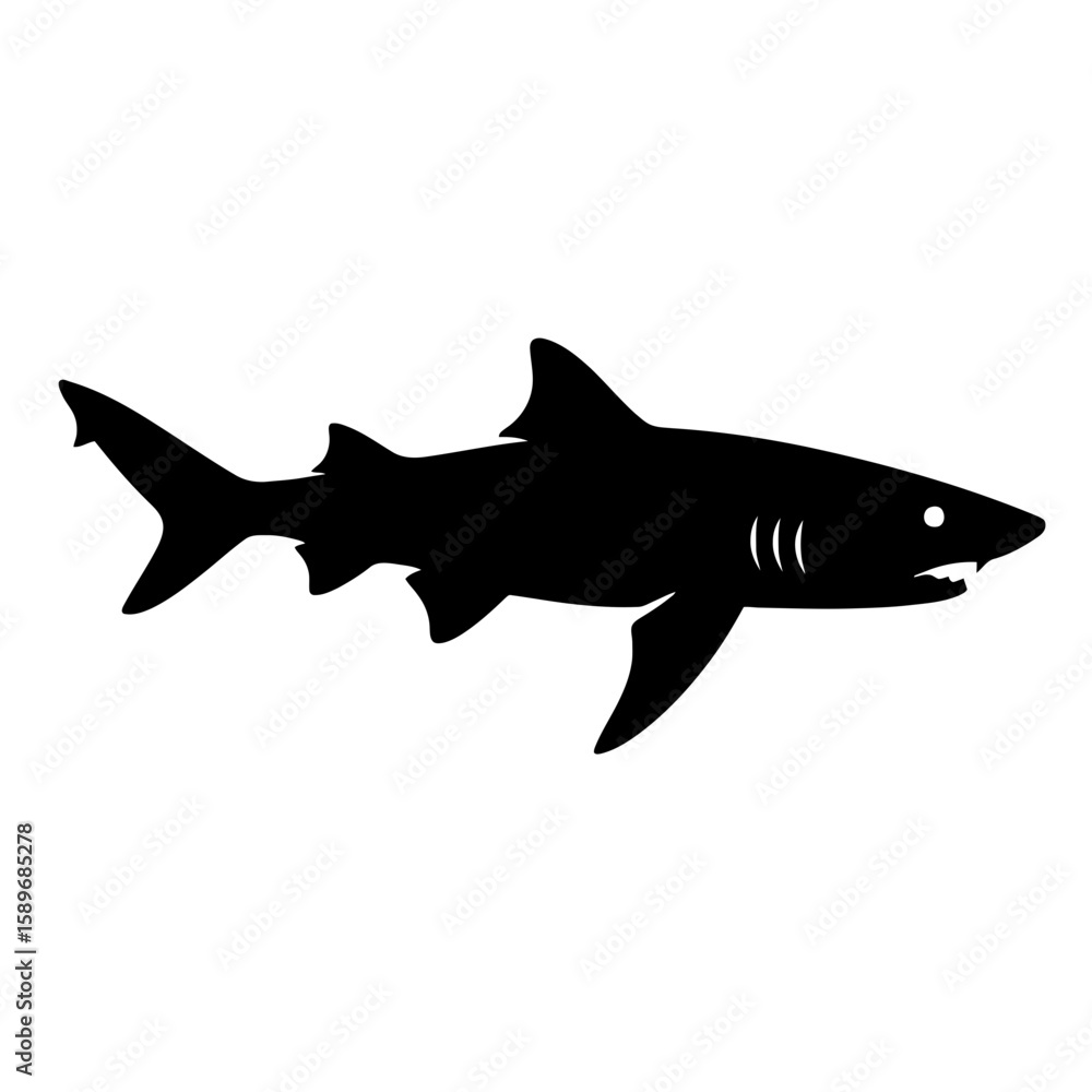 Obraz premium Design a black silhouette of a Crocodile Shark white background clean vector shape