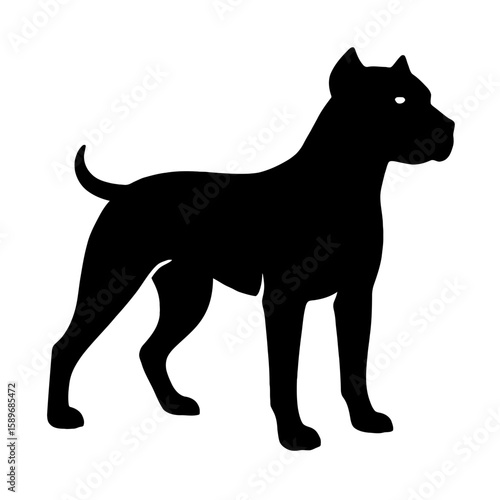 Design a black silhouette of a Dogo Argentino white background clean vector shape