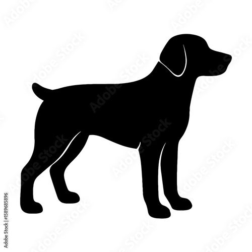 Design a black silhouette of a Dog white background clean vector shape