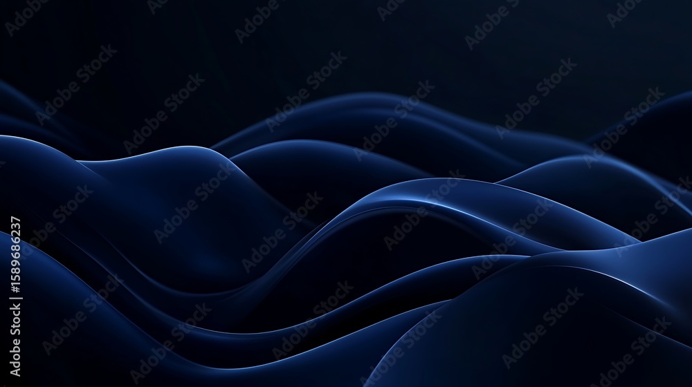 Obraz premium Abstract Flowing Dark Blue Waves Background for Design and Presentation