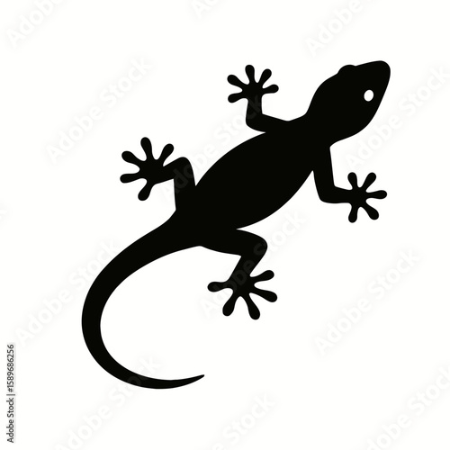 Design a black silhouette of a Gecko white background clean vector shape