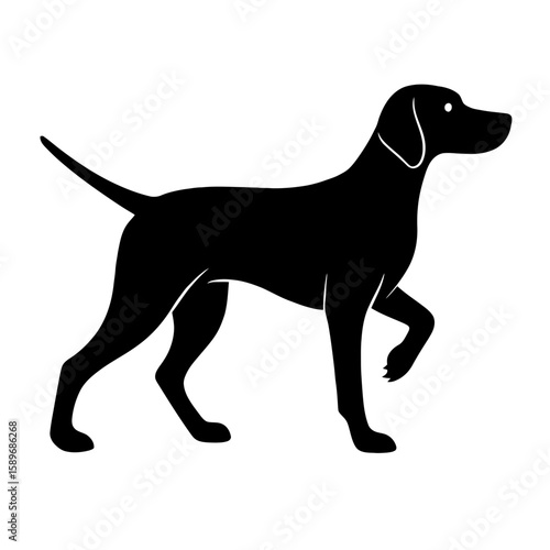Design a black silhouette of a English Pointer white background clean vector shape