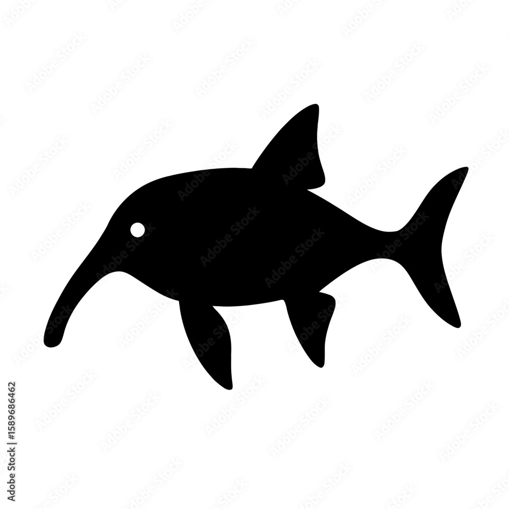 Fototapeta premium Design a black silhouette of a Elephant Fish white background clean vector shape
