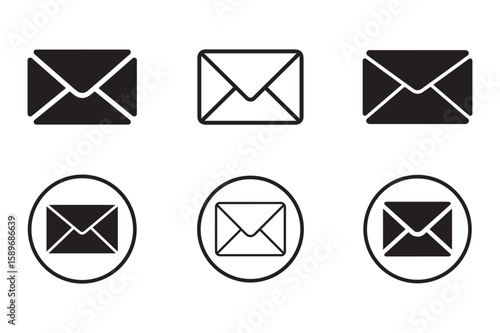 set of message envelope icon vector, mail icon, email icon vector illustration on white background