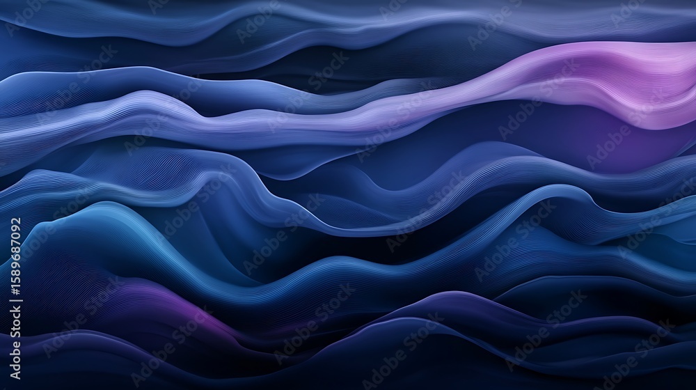 Fototapeta premium Abstract Wavy Texture Background with Blue and Purple Fabric Waves