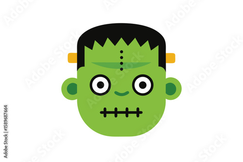 Cartoon Frankenstein Monster Head With Bolts