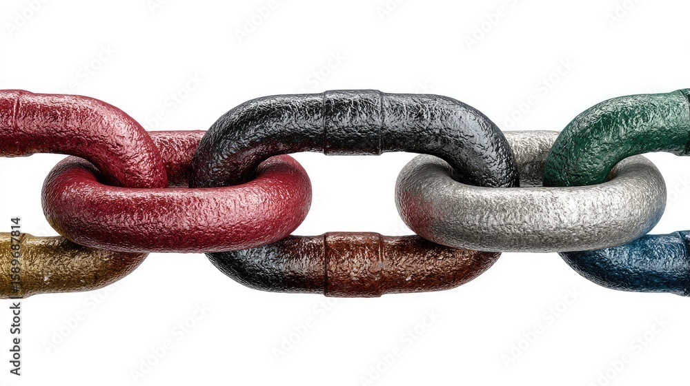 Obraz premium Close-up of a section of colorful chain links