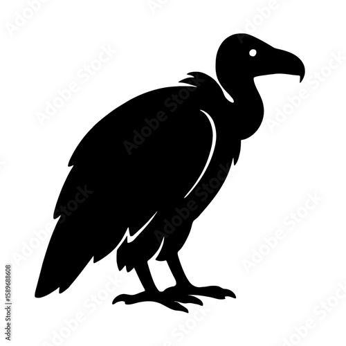 Design a black silhouette of a Griffon Vulture white background clean vector shape