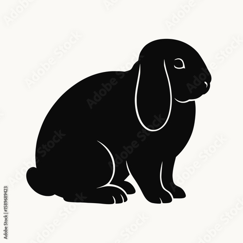 Design a black silhouette of a French Lop white background clean vector shape