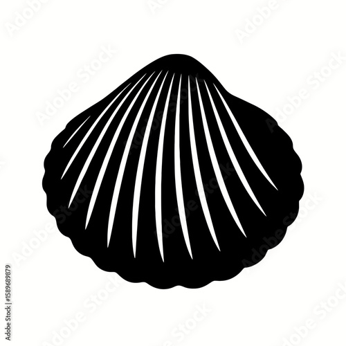 Design a black silhouette of a Cockle white background clean vector shape