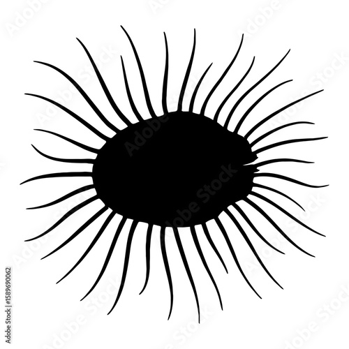 Design a black silhouette of a Disco Clam white background clean vector shape