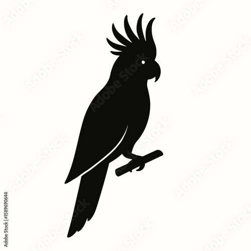 Design a black silhouette of a Cockatoo white background clean vector shape