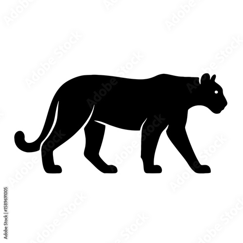 Design a black silhouette of a Florida Panther white background clean vector shape