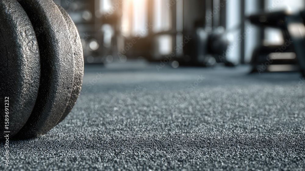 Obraz premium Close-up gym floor with dumbbells