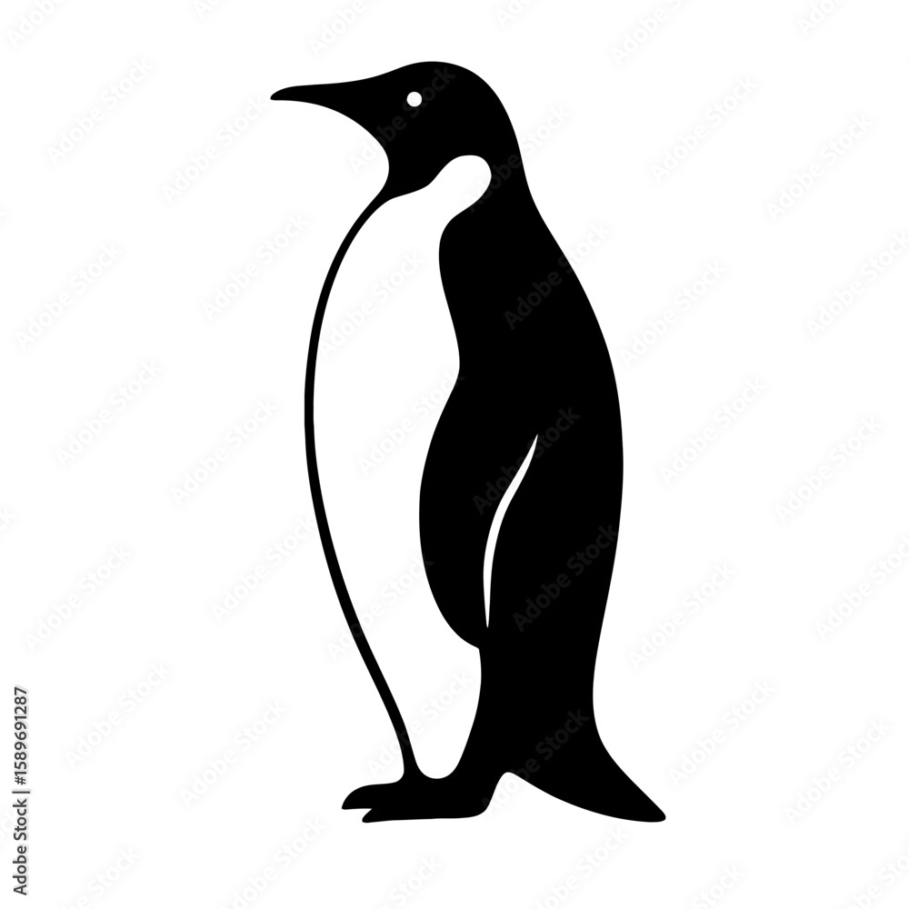 Obraz premium Design a black silhouette of a Emperor Penguin white background clean vector shape