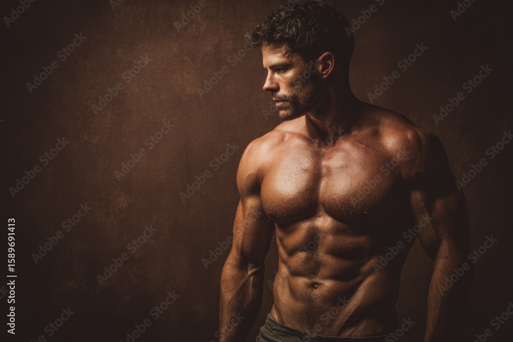 Fototapeta premium Attractive muscular young man posing nude