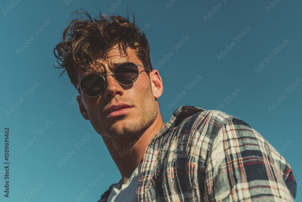 Fototapeta premium Attractive relaxed guy outside