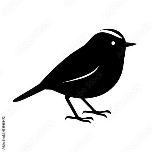 Design a black silhouette of a Golden-Crowned Kinglet white background clean vector shape