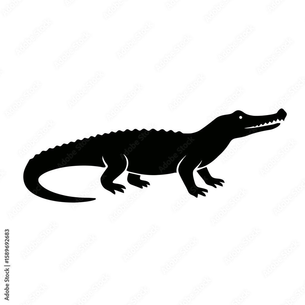 Naklejka premium Design a black silhouette of a Gharial white background clean vector shape