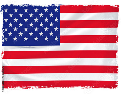 Vintage Grungy American Flag for Independence Day, isolated on transparent background