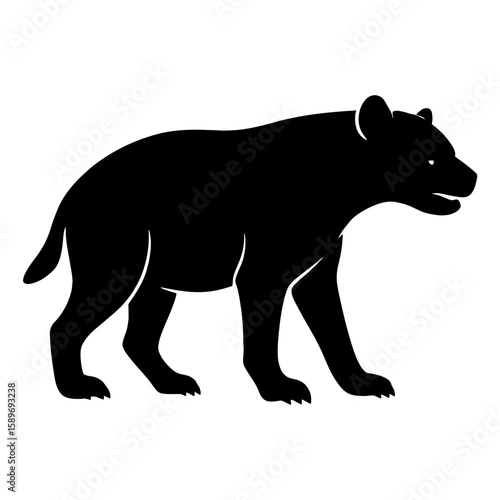 Design a black silhouette of a Dinocrocuta white background clean vector shape