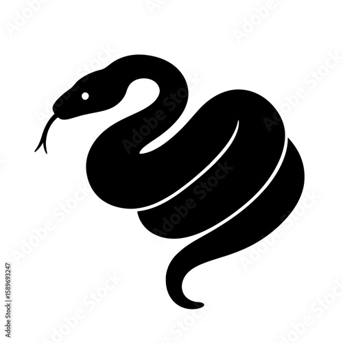 Design a black silhouette of a Emerald Tree Boa white background clean vector shape