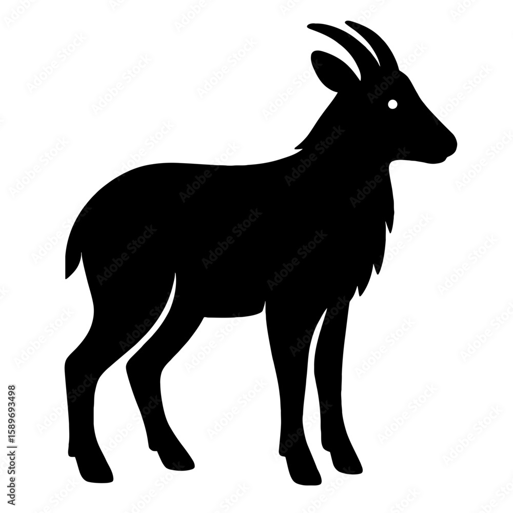 Obraz premium Design a black silhouette of a Goral white background clean vector shape