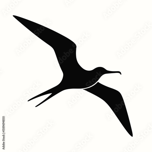 Design a black silhouette of a Frigatebird white background clean vector shape