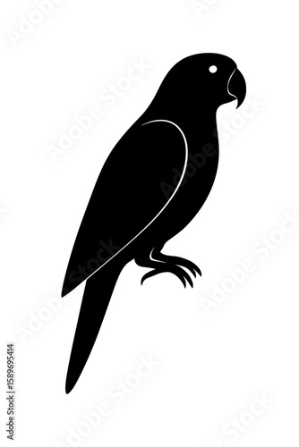 Design a black silhouette of a Eclectus Parrot white background clean vector shape