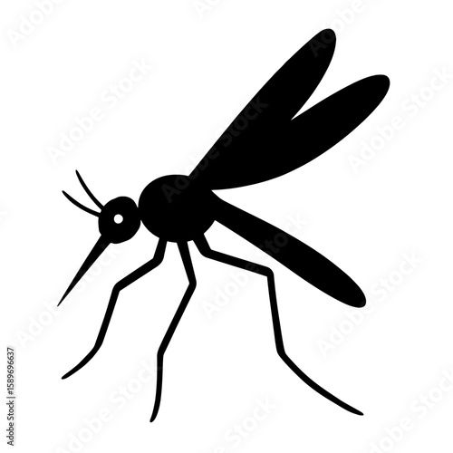 Design a black silhouette of a Gnat white background clean vector shape