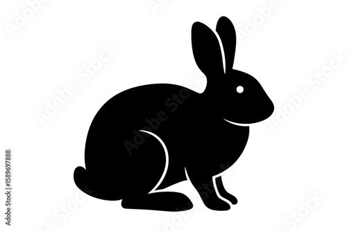 Design a black silhouette of a Eastern Cottontail white background clean vector shape