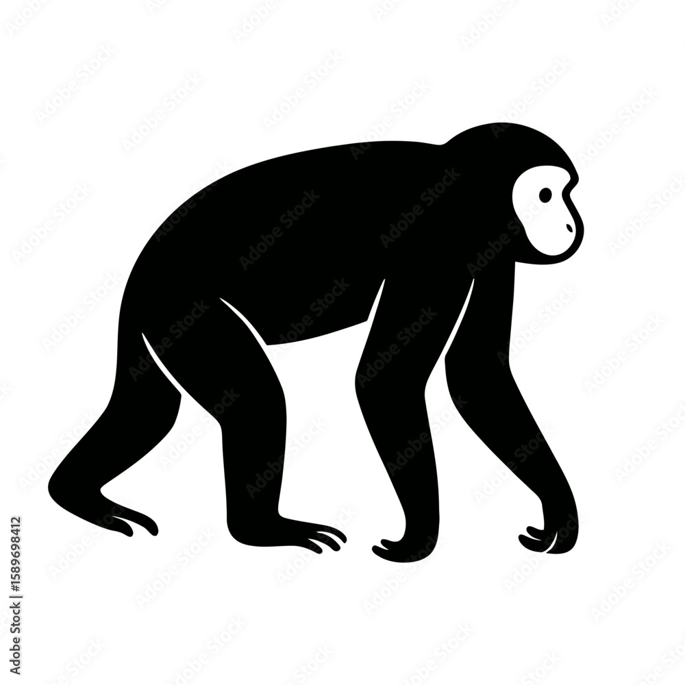 Obraz premium Design a black silhouette of a Gibbon white background clean vector shape